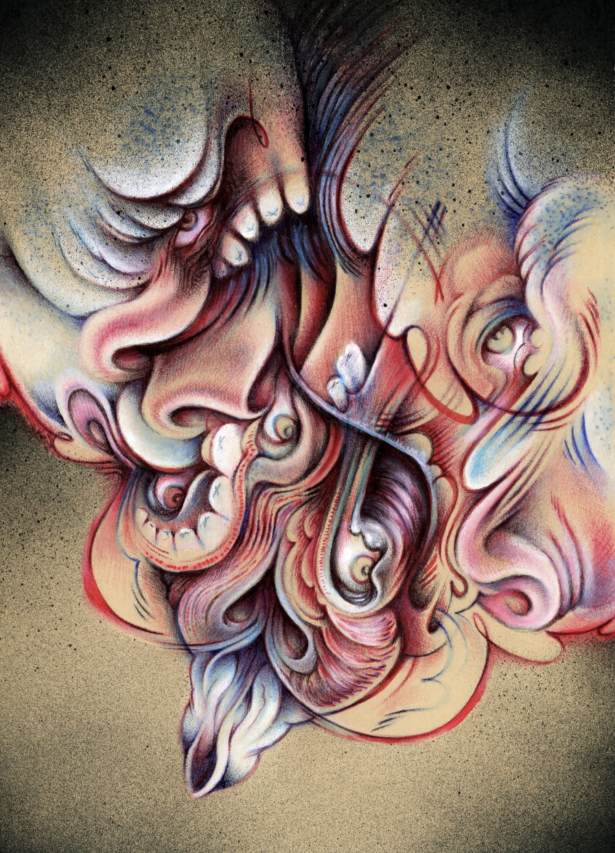 FVEY, 5"x7", Ballpoint, spraypaint, mixed media on paper,
2026
